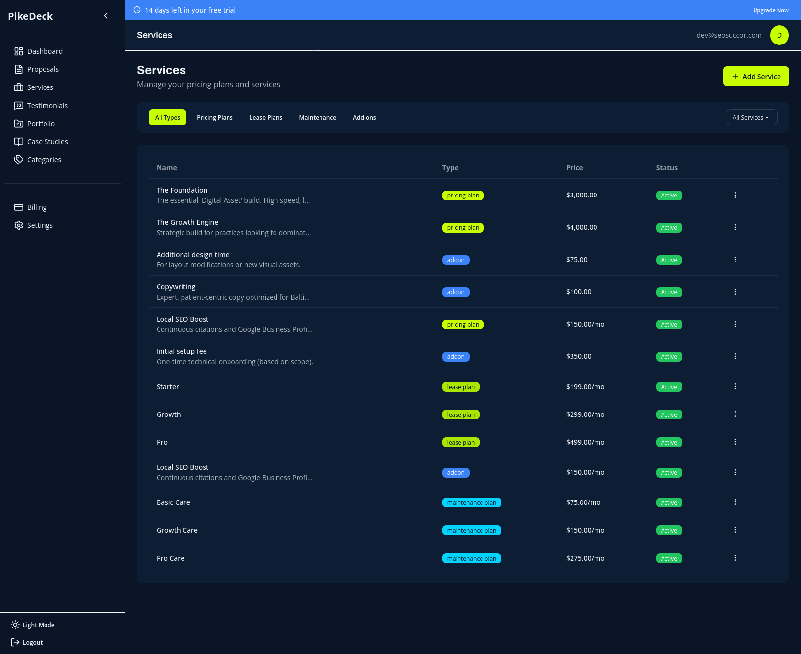 Add Your Services Once